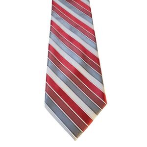 Dockers Mens Tie Necktie Designer Red Gray White Stripes Business Church Classic